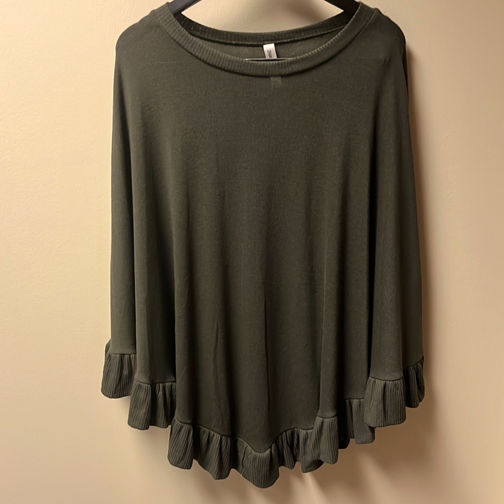 Cozy butter soft olive green cape!